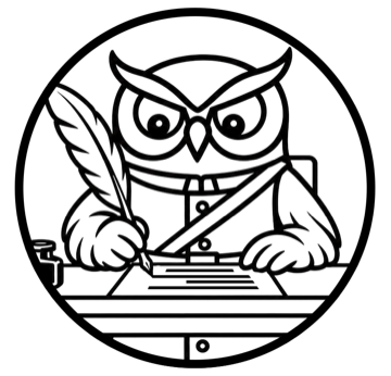 The OwlGuardian owl writing a report with a quill